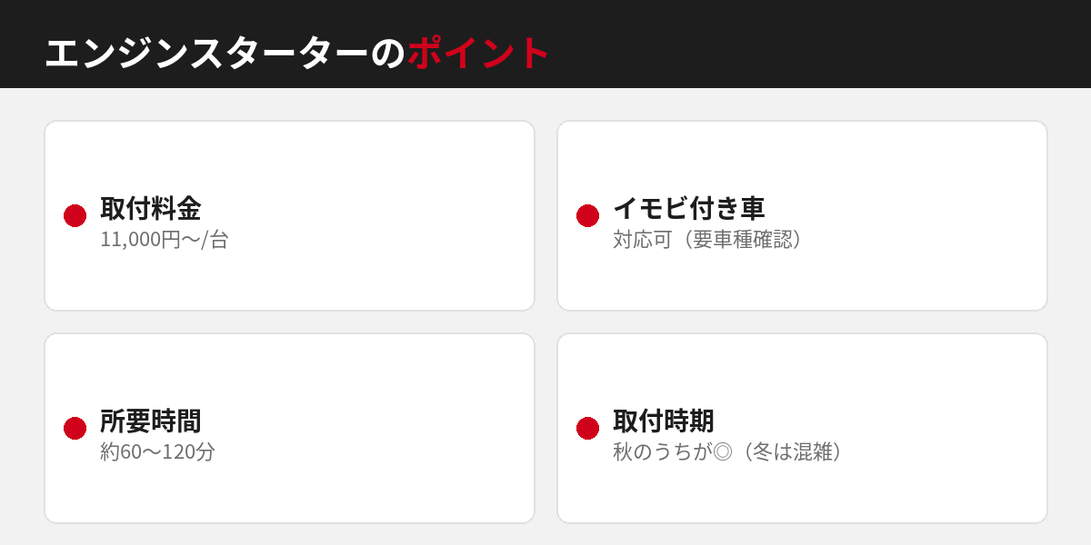 エンジンスターターのポイント(タイヤピット会津)